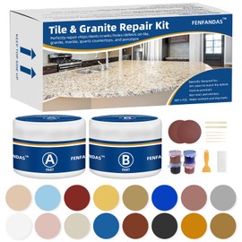 FENFANDAS Tile and Granite Repair Kit, Marble Porcelain Stone and Quartz Countertops Repair Kit for Chips Dents Cracks Holes Scratch, Fix Chipped Edges Corners, Reattaches Missing Pieces