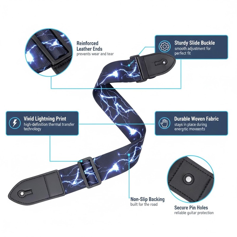 BLPRKOT Guitar Strap, Electric Guitar, Adjustable Guitar Strap, Guitar Strap