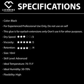 Lashmond Pro Strong Sensitive Eyelash Extension Glue Blue-Lash Adhesive (10 ml) / 2-3 Sec Drying time/Retention – 6 to 8 Weeks/Maximum Bonding Power/Black Adhesive for Semi-Permanent Extensions