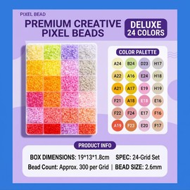 MUNUOSIKEJI 2.6mm Mini Fuse Beads Set, 24 Colours, 12,000 Pcs, Colour Set I