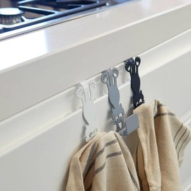balvi Curious Cat Drawer Hooks Set of 3 Hangers Colours Grey, White and Black Door Hook