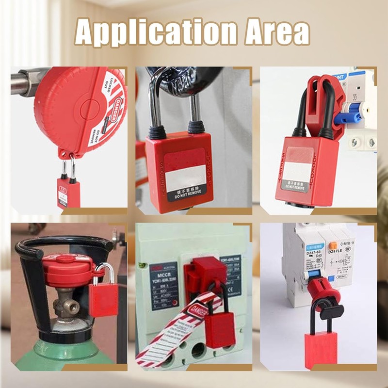 Flylin 10 Sets Safety Lockout Padlock, 38mm Red Lockout with