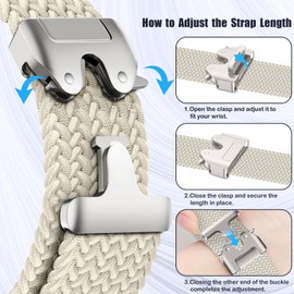 KeHowy 20mm Straps for Garmin Vivoactive 5/6/Forerunner 165/165 Music/245/245 music/645/645 music/570 42mm, Nylon Braided Watch Band for Garmin Approach S50/S44/Venu Sq 2/Venu 2 Plus - Starlight