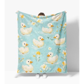 Duck Blanket Warm Plush Duck Flannel Throw Blanket Super Soft Fleece Cozy Fuzzy Ducks Stuffed Animal Blanket Gifts for Kids Teens Adults Room Decor 40"X50"