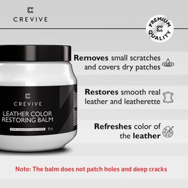 CREVIVE Leather Recoloring Balm White 10 oz - Leather Color Restorer - Leather Restorer for Couches - Leather Balm White