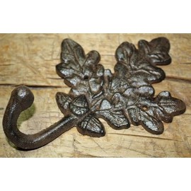 3 pcs Cast Iron Antique Style Rustic Oak Leaf Coat Hooks Hat Hook Rack Towel Acorn Durable Decorative Vintage Decor