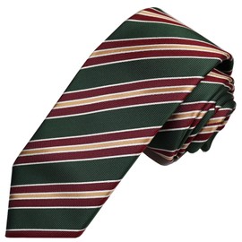 Michi Kolondon MKJ-030 Wrinkle-Resistant Bonding Processing Fabric Lined Volume, Made in Japan Necktie Brand KOSHINO Striped Pattern, 100% Silk, Unisex, green