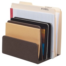 MobileVision Executive Dark Brown Desktop File Folder Organizer and Paper Tray, 5 Slot Dividers