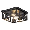 Monyohame Farmhouse Rustic Deer Ceiling Light Fixtures, Vintage Metal Cage