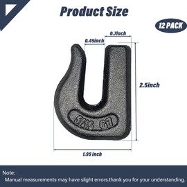 HANDRERLEE 12Pack Weld On Chain Grab Hook, G70 5/16" Forged Chain Hook,Heavy Duty Weldable Grab Hooks for Tractors, Truck, Forklift, Trailers - 4700 lbs WLL
