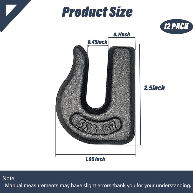 HANDRERLEE 12Pack Weld On Chain Grab Hook, G70 5/16" Forged