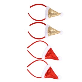 TOVINANNA 4pcs Christmas Hat Headband Xmas Hairband Accessories Xmas Headband Merry Women Christmas Tree Headband Christmas Sequin Hair Hoops Christmas Headbands Party Hat Headband Sequins