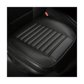 Yourkar Car Seat Cover for Front Seat, Anti-Slip & Waterproof Leather Auto Front Seat Pad Protector, Durable Driver Bottom Seat Cushion Cover with Storage Pocket, Car Accessories (Black)