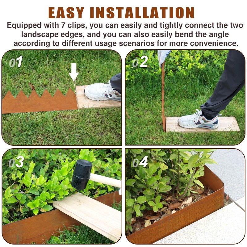 Meyoppm Corten Steel Landscape Edging 40 Inch Strips, 6-Inch Depth