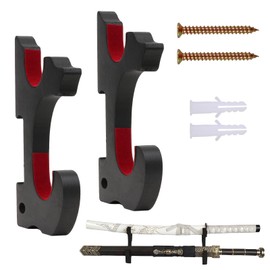 2Pcs Lightsaber Wall Mount - Adjustable Sword Hanger Display Holder for Katana, Wakizashi, Tanto, Genji Sword Weapon Rack (2 Tier Padded)