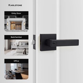 Karlstone 5 Pack Matte Black Door Handle with Lock and Keyed Entry Door Lock/Door Lever Front Door Leverset Lockset,Keyed Alike/Combo Keys