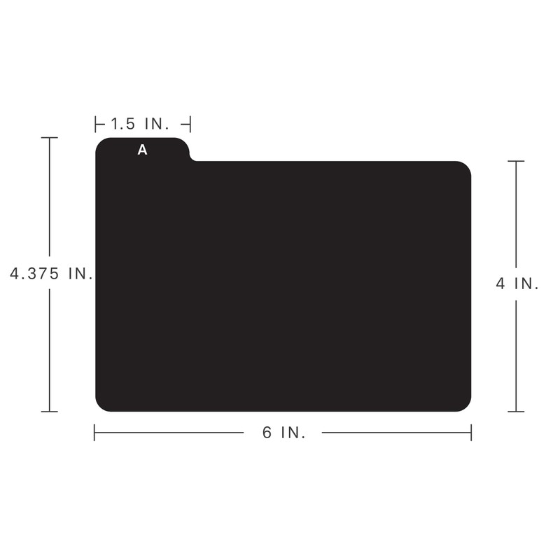 Alfion 4x6 Index Card Alphabet Tab Dividers 24 pcs (Black)
