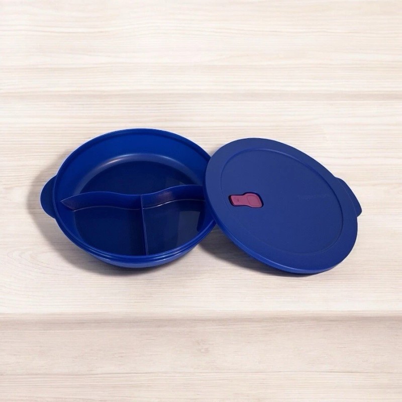 Tupperware CrystalWave Plus Divided Dinner Microwaveable 5 3/4 C Blue