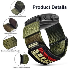 V.R.HOPE Band for Galaxy Watch Ultra 47mm, Soft Nylon Sport Watch Strap for Men Rugged Adjustable Watch Band Strong Hook and Loop Punched Band with Metal Connector