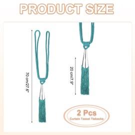 PATIKIL Curtain Tassel Tiebacks, 2 Pack 28" Curtain Holdbacks Rope with Tassel, Handmade Tie Backs Window Drapery Decorative Rope for Home, Cafe, Office, Sky Blue