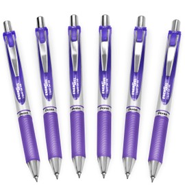 Pentel EnerGel XM BL77 - Retractable Liquid Gel Ink Pen - 0.7mm - 54% Recycled - Lilac - Pack of 6