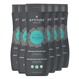 ATTITUDE 2in1 Shampoo and Body Wash, EWG Verified, Plant and Mineral-Based Ingredients, Vegan and Cruelty-free Personal Care Products, Scalp Care, Black Willow and Aspen, 16 Fl Oz (Pack of 6)