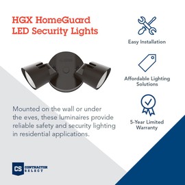 Lithonia Lighting HomeGuard 2-Light LED Outdoor Flood Lights, Wall or Ceiling Mount Outdoor Lights, 4000K Cool White, Round Heads, Dark Bronze (HGX LED 2RH 40K 120 DDB M2)