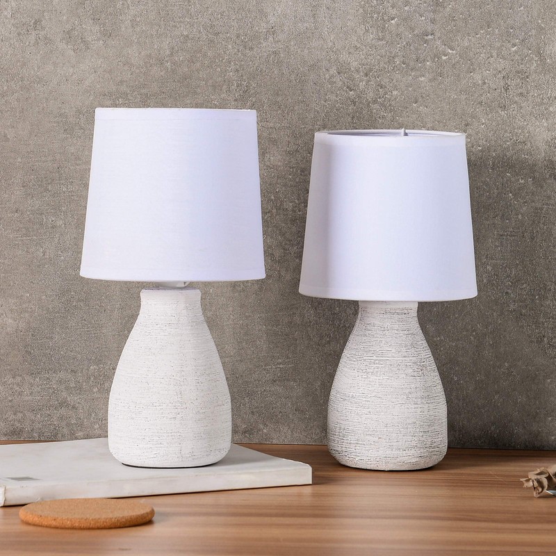 BRUBAKER Table Lamp Bedside Lamp 28 cm White Ceramic Lamp
