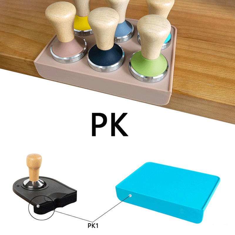 2Pcs Tamping Mat Silicone Coffee Pad with Beech Handle Tamper
