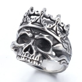ZMY Home Skull Ring Stainless Steel Jewelry Biker Rings King Crown Skull Scary Death Ring for Gift (13)