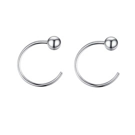 3 mm Ball Earrings, 925 Sterling Silver Hoop Earrings, Huggie Hoop Earrings, Cartilage Earrings, Statement Earrings Cuffs, Sterling Silver, No Gemstone