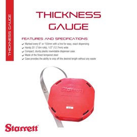 Starrett Tempered Steel Thickness Gauge or Feeler Stock in Rolls with Straight Leaves Type - Ideal for Carpenters and Home Improvement - 25'x0.50" Size of Leaves, .01" Thickness - 666-10