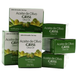 Grisi Grisi Olive Oil Soap, Natural Soap with Olive Oil and Amino Acids, Helps Moisturize the Skin, Radian Appearance, Firming Effect, Pleasant Scent, 6-Pack of 3.5 Oz Each, 6 Bar Soaps.
