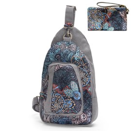 Black Butterfly Canvas Chest Bag, Small Chest Pack, Crossbody Bag for Travel, Inclined Shoulder Bag, Green-m, Bohemia