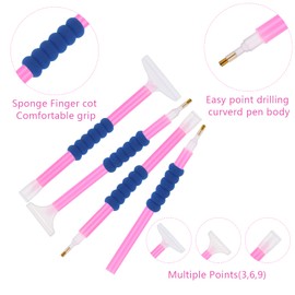 Lusofie 9 Pcs Diamond Painting Pens 5D DIY Diamond Embroidery Pen Point Drill Pen Diamond Painting Tools Diamond Painting Accessories for Nail Gems Crystals DIY Nail Art Crafts