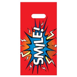 Practicon Electric Smile 6" x 12" Dental Giveaway Bags, Dental Hygiene Patient Care Goodie Bag, Dentist Office Plastic Gift Bags, 100 Pack