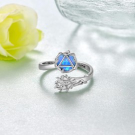 qielizhu Sobriety Rings 925 Sterling Silver Sobriety Rings for Women Alcoholics Anonymous Ring Best Sobriety Gifts Sobriety Gifts AA ring Jewelry for Women, Sterling Silver, Blue Opal
