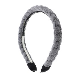 Motique Accessories 1/2 Inch Plait Braided Hard Headband Hair Bands (Light Grey Knit)