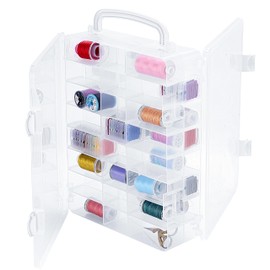 New brothread Double-Sided Storage Organizer/Box with Total 48 Adjustable Compartments, Removable Dividers for Embroidery and Sewing Threads, Embroidery Floss, Needles, Beads, Small Crafts & Toys