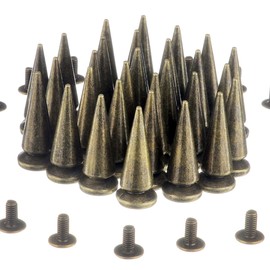 RUBYCA 25MM 10 Sets Large Metal Big Tree Spikes and Studs Metallic Screw-Back for DIY Leather-craft Bronze Color