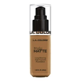 Base de maquillaje líquida L.A. Colors Truly Matte Truly Matte tono warm caramel - 40mL
