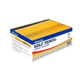 BAZIC Golf Pencil Yellow Pre-Sharpened Pencils #2 HB, Pre Sharpened Mini Pencils, Bulk Class Pack for School Office Exam (144/Pack), 1-Pack