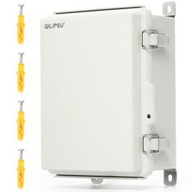 QILIPSU PC/ABS Alloy Plastic Waterproof Outdoor Junction Box, 8.3"x6.3"x3.9" IP66 Electrical Enclosure with Mounting Plate, Wall Brackets, Grey Hinged Door Weatherproof for Projects