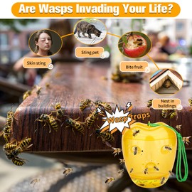 JNKNT Wasp Trap, Yellow Jacket Trap Outdoor Hanging, Non-Toxic Reusable Hornet and Wasp Catcher Traps for Outside, 2 Pack - Yellow