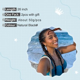 Colored Ponytail Extension Braid Hairpieces Pony tail Hair Extensions For Women Rave Natural Black Ponytail Hair Extension With Elastic Tie Party Cosplay Use 26inch （1b）