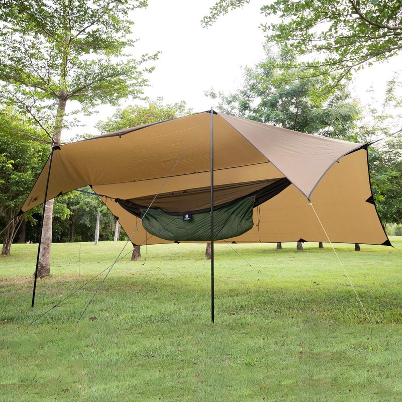 OneTigris Bulwark Camping Tarp, 100% Waterproof Bushcraft Shelter, Lightweight Hammock