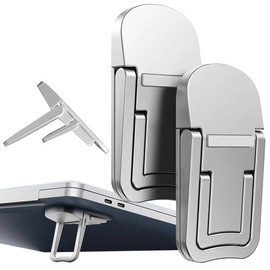 ZiSyouMa Laptop Stand, 2-Pack, 3-Level Adjustment, Foldable, Stick-on Type, Laptop Holder, Macbook, PC Stand, Cooling, Heat Dissipation, Anti-Slip, Lightweight, Easy to Carry (Silver)