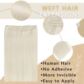 Ugeat 22inch Sew in Hair Extensions Human Hair Blonde Weft Hair Extensions Blonde Hand Tied Weft Hair Extensions Double Weft 105G