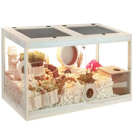 Prolee Hamster Cage with Openable Mesh Top,Solid Built Hamster Enclosure with Lock Design for Gerbil Cage,Hamster Habitat Chewproof with Transparent Sides(24"x16"x16")