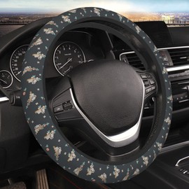 Koala Flower - Funda para volante de animales para mujeres, hombres y niñas, accesorios de coche, antideslizante, de neopreno, para volante de automóvil, universal, 15 pulgadas